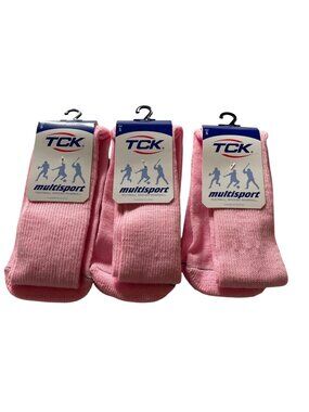 Socks Set Of 3 Womens & Mens TCK Multisport Pink Sizes S-L 95% Polyester 5% Rubb